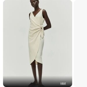 NWT beige midi wrap dress size S